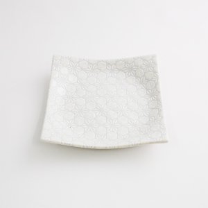 画像3: 【市蔵】白手引き4.5寸正角皿 【市蔵】White Hand-drawn 13cm Square Plate