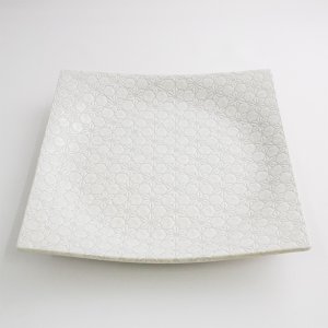 画像3: 【市蔵】白手引き7.5寸正角皿 【市蔵】White Hand-drawn 23cm Square Plate