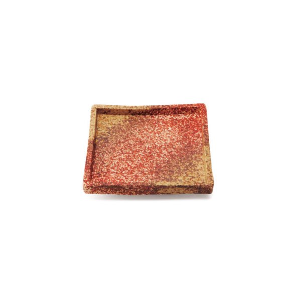 画像1: 【ta・ta・la　ZEN】正角（小）　赤吹き 【ta・ta・la　ZEN】Small Square Plate Red (1)